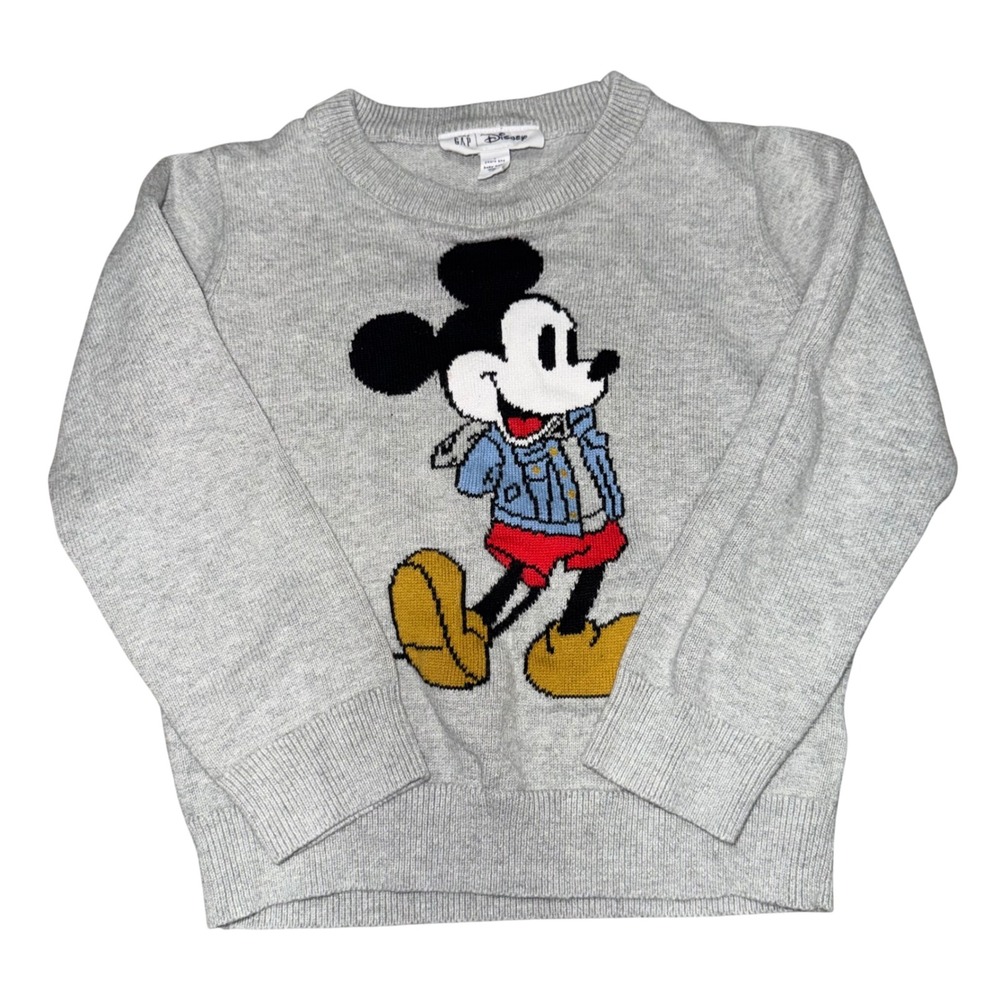 Baby GAP Disney Mickey‎ Mouse Grey Knit Sweater Long Sleeve Size Baby